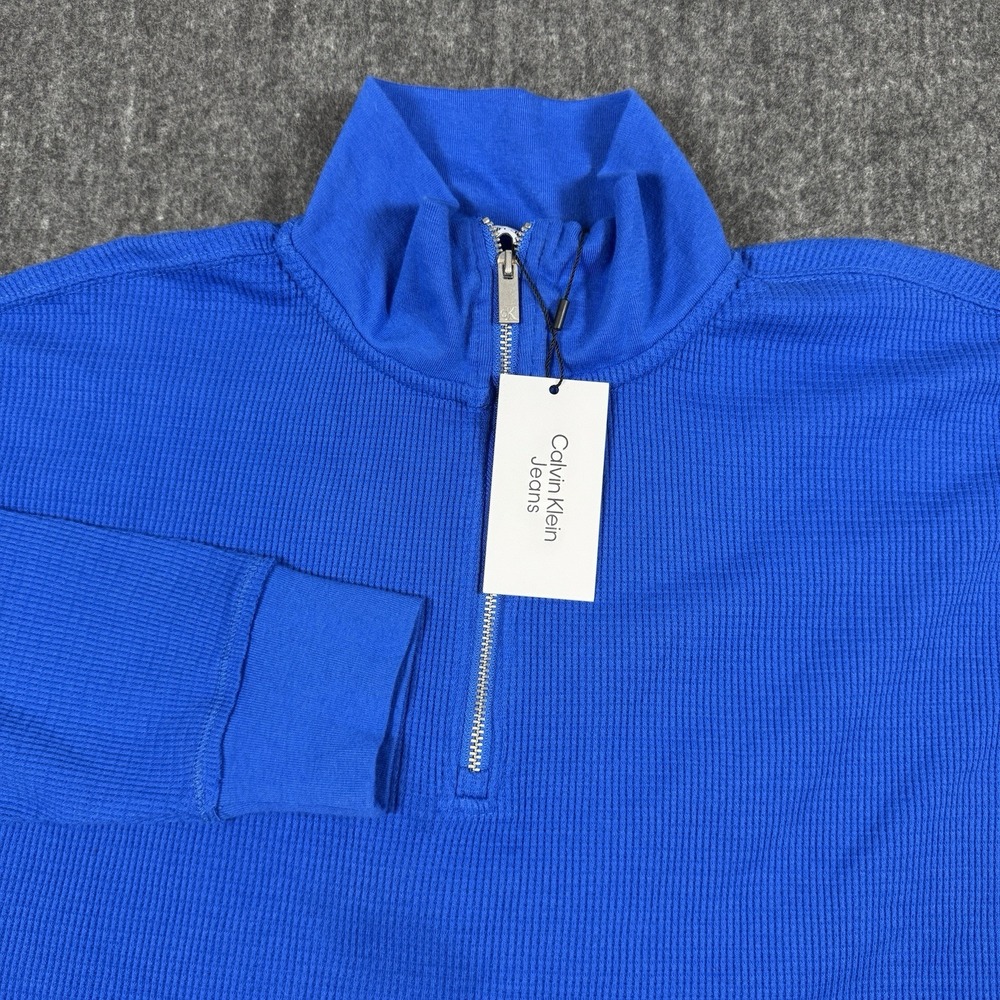 NWT Calvin Klein Jeans Womens S Blue Cropped 1/4 Zip Pullover Sweatshirt Y2K